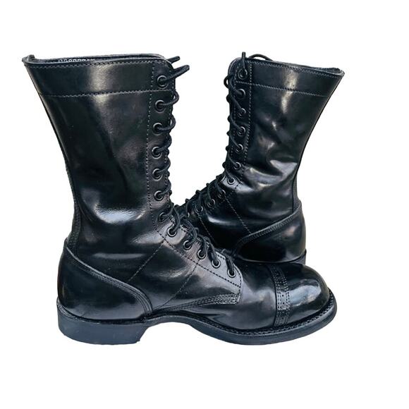 CORCORAN JUMP BOOTS 1500 8.5 Black Leather Cap Toe Paratrooper Vintage Military - Picture 6 of 13